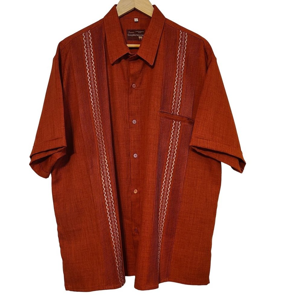 Guayabera Men's Classic Embroidered Short Sleeve Mexican Shirt Size 48